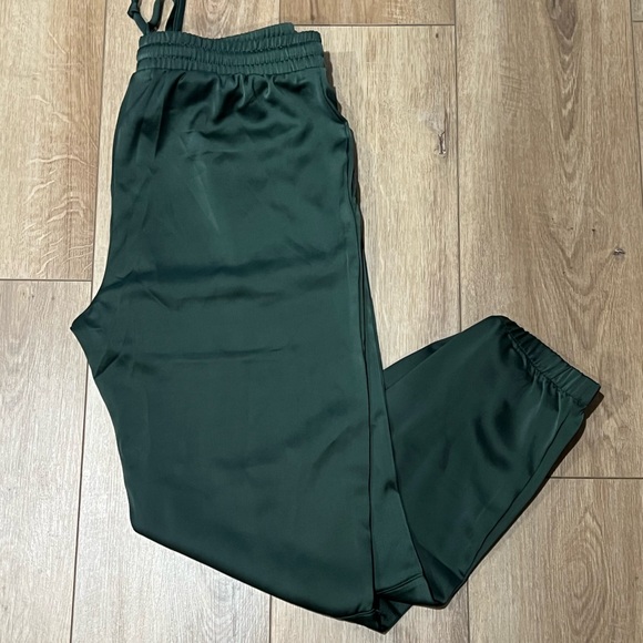 Socialite Pants - Socialite Dark Emerald Green Silky Joggers Medium